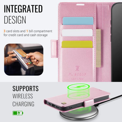 For iPhone Air AutSpace A11 Side Buckle MagSafe Magnetic RFID Phone Leather Case(Rose Gold) - iPhone Air Cases by AutSpace | Online Shopping UK | buy2fix