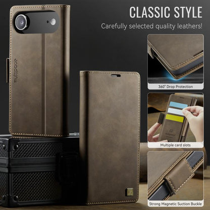 For iPhone Air AutSpace A11 Side Buckle MagSafe Magnetic RFID Phone Leather Case(Coffee) - iPhone Air Cases by AutSpace | Online Shopping UK | buy2fix