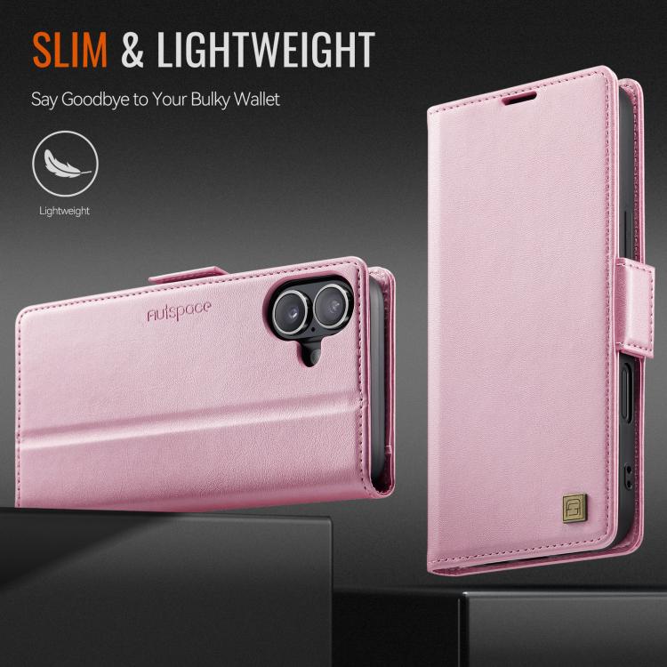 For iPhone 17 AutSpace A11 Side Buckle MagSafe Magnetic RFID Phone Leather Case(Rose Gold) - iPhone 17 Cases by AutSpace | Online Shopping UK | buy2fix