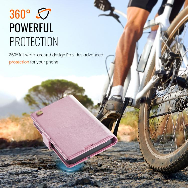 For iPhone 17 AutSpace A11 Side Buckle MagSafe Magnetic RFID Phone Leather Case(Rose Gold) - iPhone 17 Cases by AutSpace | Online Shopping UK | buy2fix