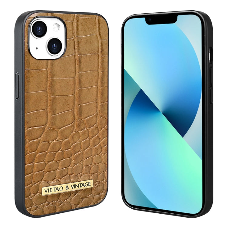For iPhone 13 VIETAO Alligator Texture PU Phone Case(Brown) - iPhone 13 Cases by VIETAO | Online Shopping UK | buy2fix