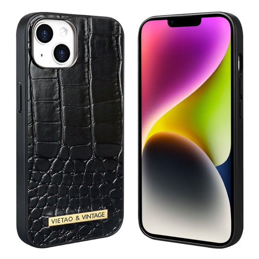 For iPhone 14 Plus VIETAO Alligator Texture PU Phone Case(Black) - iPhone 14 Plus Cases by VIETAO | Online Shopping UK | buy2fix