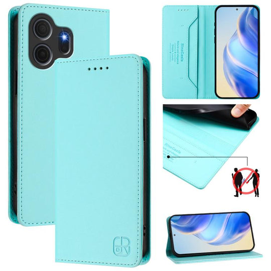 For TCL NxtPaper 70 Pro 5G RC01 Dual-Folded Magnetic Suction RFID Leather Phone Case(Mint Green)