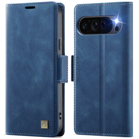 For Google Pixel 9 / 9 Pro AutSpace A11 Side Buckle MagSafe Magnetic RFID Phone Leather Case(Blue)
