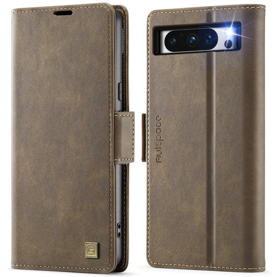 For Google Pixel 8 Pro AutSpace A11 Side Buckle MagSafe Magnetic RFID Phone Leather Case(Coffee)
