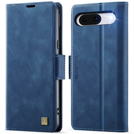 For Google Pixel 8 AutSpace A11 Side Buckle MagSafe Magnetic RFID Phone Leather Case(Blue)