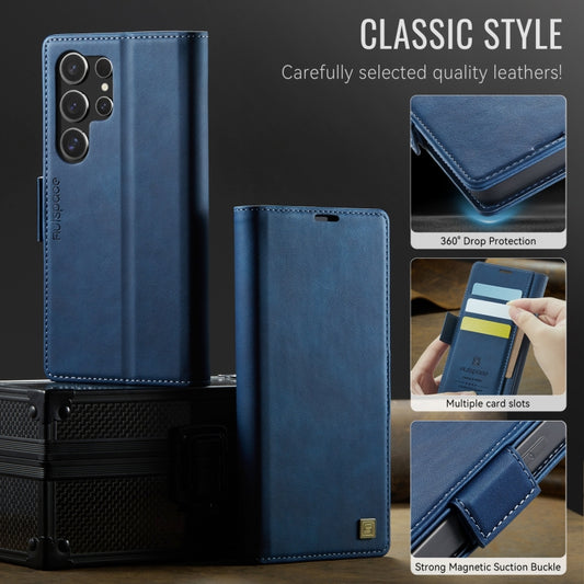 For Samsung Galaxy S25 Ultra 5G AutSpace A11 Side Buckle MagSafe Magnetic RFID Phone Leather Case(Blue) - Galaxy S25 Ultra 5G Cases by AutSpace | Online Shopping UK | buy2fix