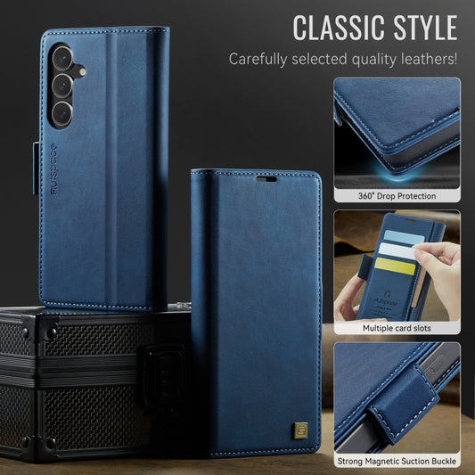 For Samsung Galaxy S25 5G AutSpace A11 Side Buckle MagSafe Magnetic RFID Phone Leather Case(Blue) - Galaxy S25 5G Cases by AutSpace | Online Shopping UK | buy2fix