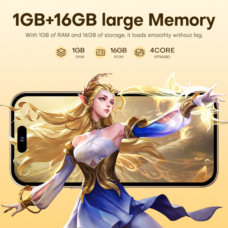 U218 / i16 Pro Max, 1GB+16GB, 6.6 inch Android 8.1 MTK6580A Quad Core, OTG, Network: 3G, Dual SIM, Plug:EU Plug(Desert Gold) -  by buy2fix | Online Shopping UK | buy2fix