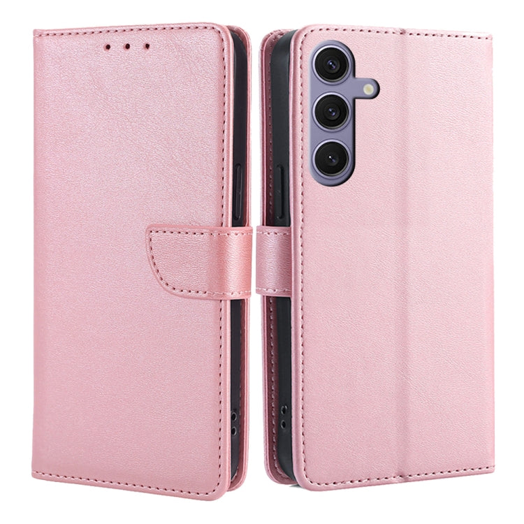 For Samsung Galaxy S25+ 5G Calf Texture Buckle Flip Leather Phone Case(Rose Gold) by buy2fix