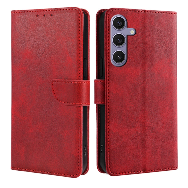 For Samsung Galaxy S25+ 5G Calf Texture Buckle Flip Leather Phone Case(Red) by buy2fix