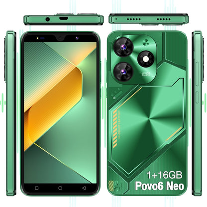 Povo6 Neo / DP29, 1GB+16GB, Face Identification, 5.0 inch Android 8.1 MTK6580M Quad Core, Network: 3G, Dual SIM, Plug:AU Plug(Green) -  by buy2fix | Online Shopping UK | buy2fix