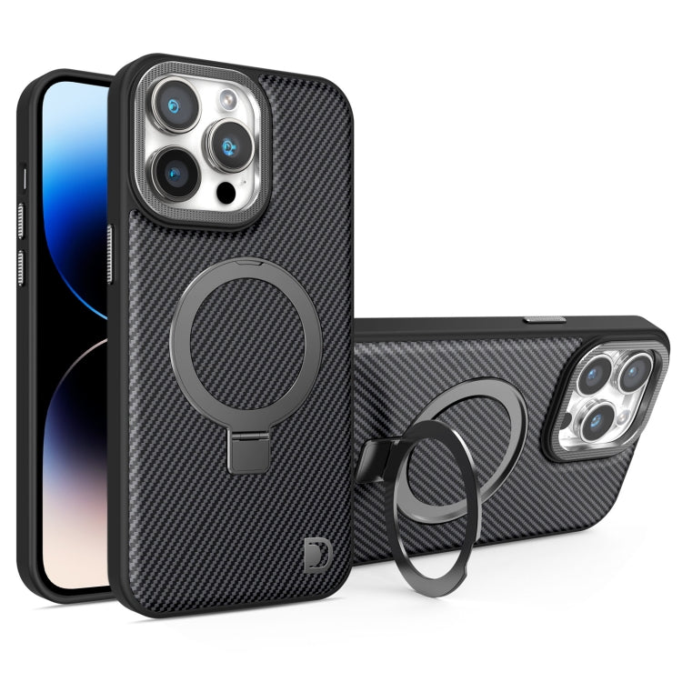 For iPhone 14 Pro Max Carbon Fiber MagSafe Holder Phone Case(Black) - iPhone 14 Pro Max Cases by buy2fix | Online Shopping UK | buy2fix