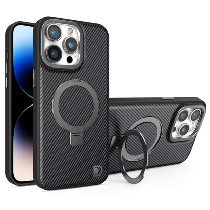 For iPhone 14 Pro Max Carbon Fiber MagSafe Holder Phone Case(Black) - iPhone 14 Pro Max Cases by buy2fix | Online Shopping UK | buy2fix