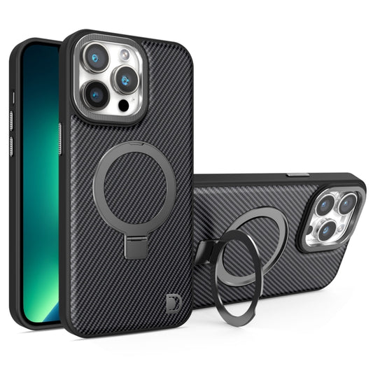 For iPhone 13 Pro Carbon Fiber MagSafe Holder Phone Case(Black) - iPhone 13 Pro Cases by buy2fix | Online Shopping UK | buy2fix