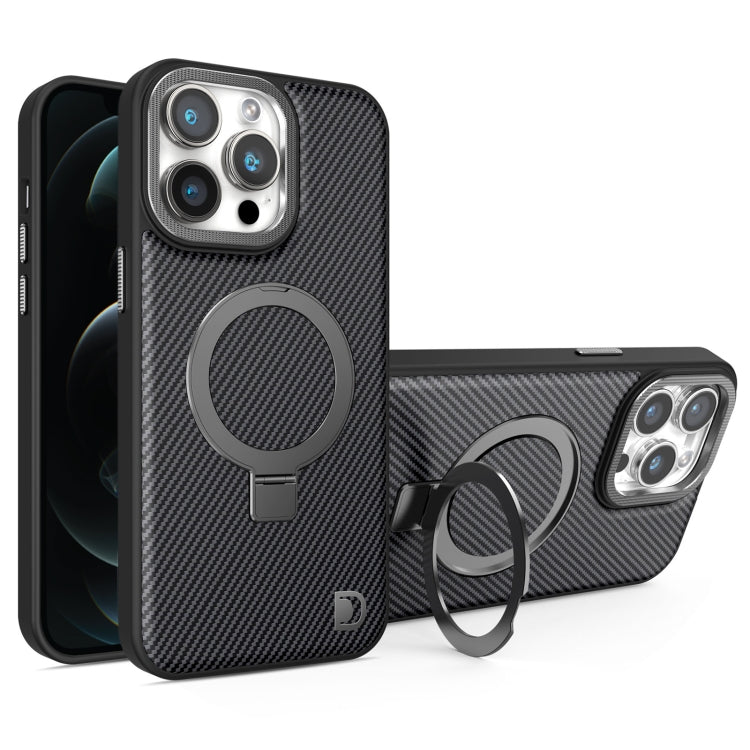 For iPhone 12 Pro Max Carbon Fiber MagSafe Holder Phone Case(Black) - iPhone 12 Pro Max Cases by buy2fix | Online Shopping UK | buy2fix