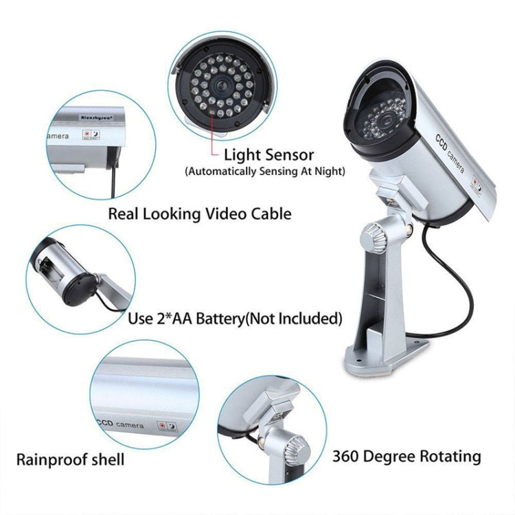 Waterproof Simulation Surveillance Camera with LED Flash Light(Silver) - Simulated Cameras by buy2fix | Online Shopping UK | buy2fix