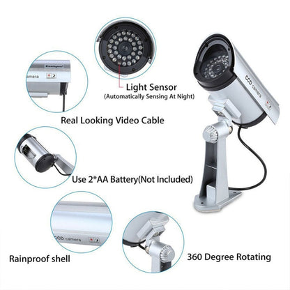 Waterproof Simulation Surveillance Camera with LED Flash Light(Silver) - Simulated Cameras by buy2fix | Online Shopping UK | buy2fix