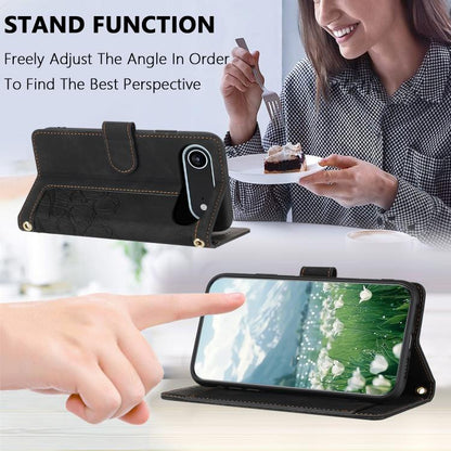 For iPhone Air Tulips Embossed Leather Phone Case with Lanyard(Black) - iPhone Air Cases by buy2fix | Online Shopping UK | buy2fix