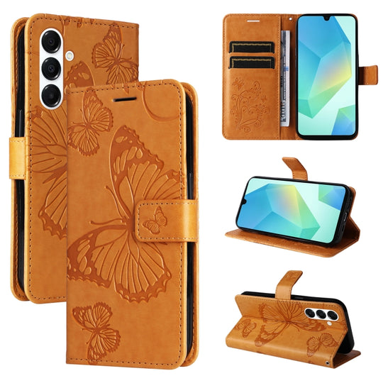 For Samsung Galaxy A26 5G Global 3D Butterfly Embossed Pattern Flip Leather Phone Case(Yellow)