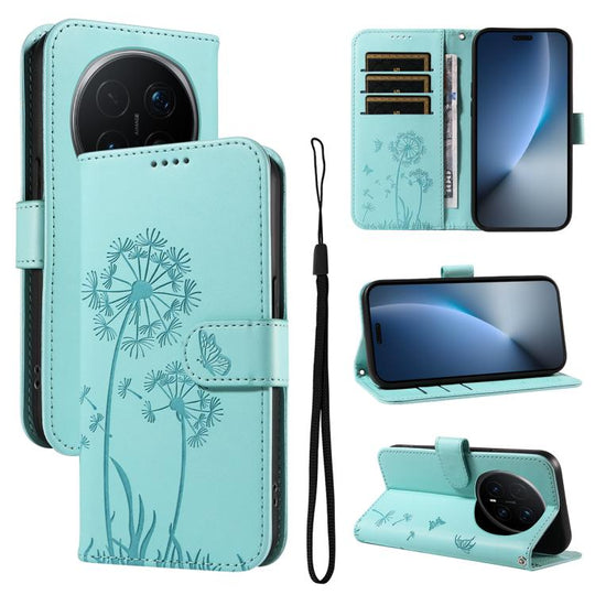 For Honor Magic8 Pro Dandelion Embossed Pattern Flip Leather Phone Case(Green)