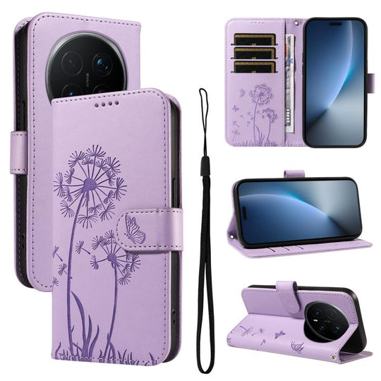 For Honor Magic8 Pro Dandelion Embossed Pattern Flip Leather Phone Case(Purple)