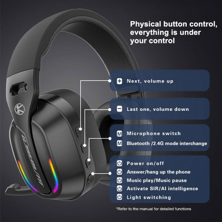 Bluetooth 5.4 Head-mounted RGB Wireless Bluetooth Gaming Headset(Grey) - Headset & Headphone by buy2fix | Online Shopping UK | buy2fix