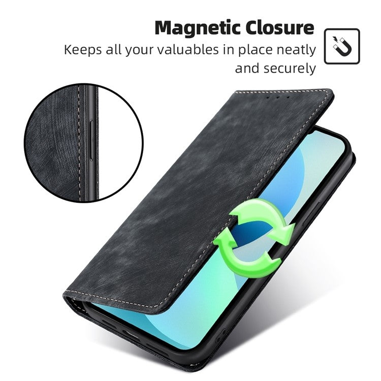 For Samsung Galaxy S25+ 5G RFID Anti-theft Brush Magnetic Leather Phone Case(Black) by buy2fix
