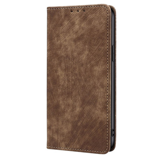 For Samsung Galaxy S25+ 5G RFID Anti-theft Brush Magnetic Leather Phone Case(Brown) by buy2fix