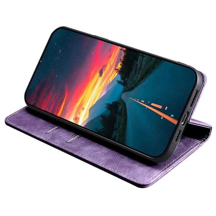 For Samsung Galaxy S25+ 5G RFID Anti-theft Brush Magnetic Leather Phone Case(Purple) by buy2fix