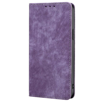 For Samsung Galaxy S25 Ultra 5G RFID Anti-theft Brush Magnetic Leather Phone Case(Purple) by buy2fix