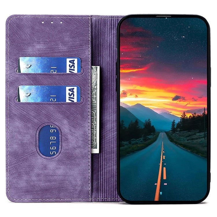 For Samsung Galaxy S25 Ultra 5G RFID Anti-theft Brush Magnetic Leather Phone Case(Purple) by buy2fix