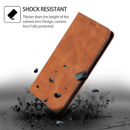 For Samsung Galaxy S25 5G Skin Feel Magnetic Leather Phone Case(Light Brown) by buy2fix