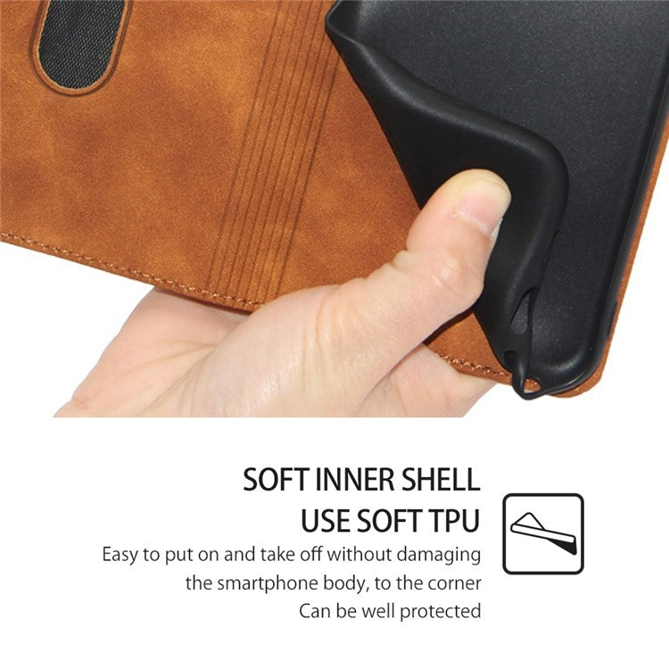 For Samsung Galaxy S25 5G Skin Feel Magnetic Leather Phone Case(Light Brown) by buy2fix