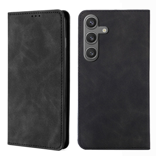 For Samsung Galaxy S25 5G Skin Feel Magnetic Leather Phone Case(Black) by buy2fix