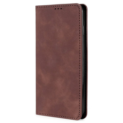 For Samsung Galaxy S25+ 5G Skin Feel Magnetic Leather Phone Case(Dark Brown) by buy2fix