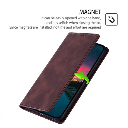 For Samsung Galaxy S25+ 5G Skin Feel Magnetic Leather Phone Case(Dark Brown) by buy2fix