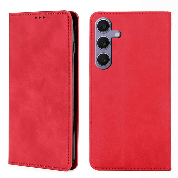 For Samsung Galaxy S25+ 5G Skin Feel Magnetic Leather Phone Case(Red) by buy2fix