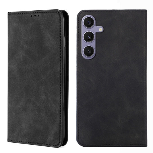 For Samsung Galaxy S25+ 5G Skin Feel Magnetic Leather Phone Case(Black) by buy2fix