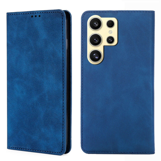 For Samsung Galaxy S25 Ultra 5G Skin Feel Magnetic Leather Phone Case(Blue) by buy2fix
