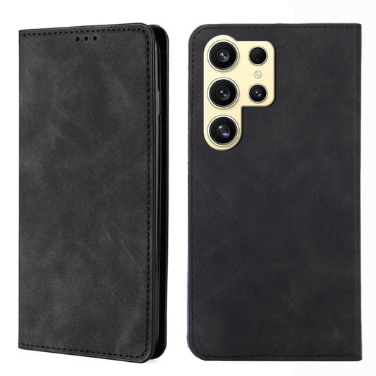 For Samsung Galaxy S25 Ultra 5G Skin Feel Magnetic Leather Phone Case(Black) by buy2fix