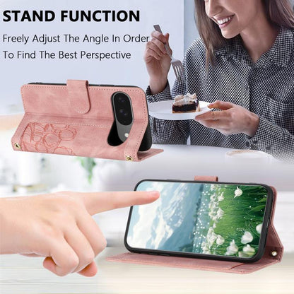 For Google Pixel 10 Tulips Embossed Leather Phone Case with Lanyard(Pink) - Google Cases by buy2fix | Online Shopping UK | buy2fix