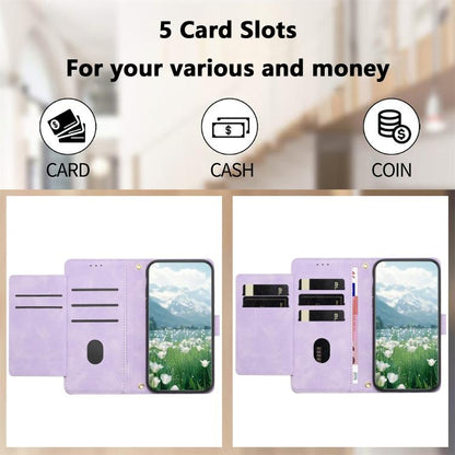For Google Pixel 10 Tulips Embossed Leather Phone Case with Lanyard(Purple) - Google Cases by buy2fix | Online Shopping UK | buy2fix