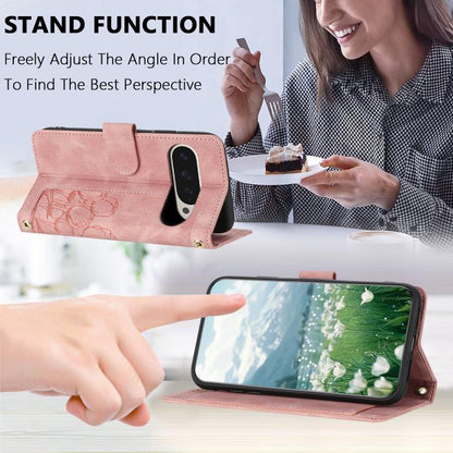 For Google Pixel 10 Pro XL Tulips Embossed Leather Phone Case with Lanyard(Pink) - Google Cases by buy2fix | Online Shopping UK | buy2fix