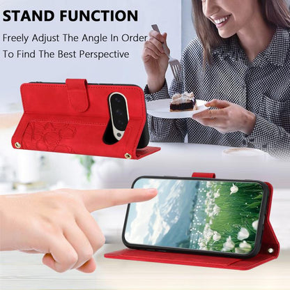 For Google Pixel 10 Pro XL Tulips Embossed Leather Phone Case with Lanyard(Red) - Google Cases by buy2fix | Online Shopping UK | buy2fix