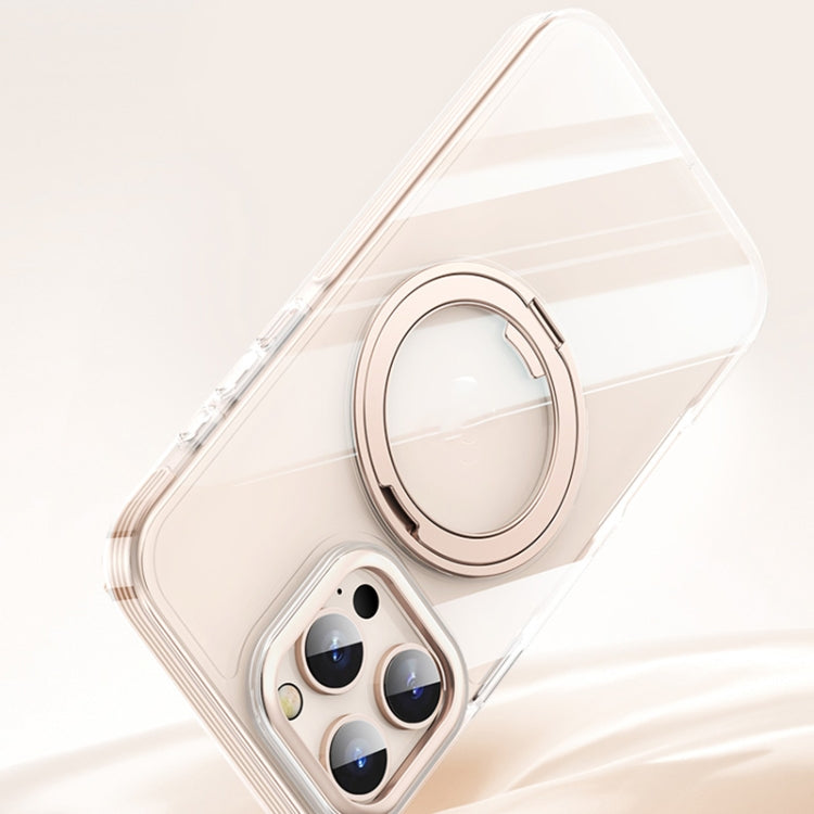 For iPhone 16 Pro Max Gear Plating PC 360 Ring Holder Magsafe Phone Case(Transparent Copper) - iPhone 16 Pro Max Cases by buy2fix | Online Shopping UK | buy2fix