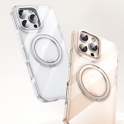 For iPhone 16 Pro Max Gear Plating PC 360 Ring Holder Magsafe Phone Case(Transparent Copper) - iPhone 16 Pro Max Cases by buy2fix | Online Shopping UK | buy2fix