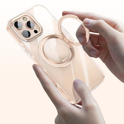 For iPhone 16 Pro Max Gear Plating PC 360 Ring Holder Magsafe Phone Case(Transparent) - iPhone 16 Pro Max Cases by buy2fix | Online Shopping UK | buy2fix