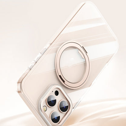 For iPhone 16 Pro Gear Plating PC 360 Ring Holder Magsafe Phone Case(Transparent Copper) - iPhone 16 Pro Cases by buy2fix | Online Shopping UK | buy2fix