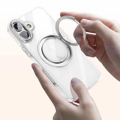 For iPhone 16 Plus Gear Plating PC 360 Ring Holder Magsafe Phone Case(Transparent Copper) - iPhone 16 Plus Cases by buy2fix | Online Shopping UK | buy2fix